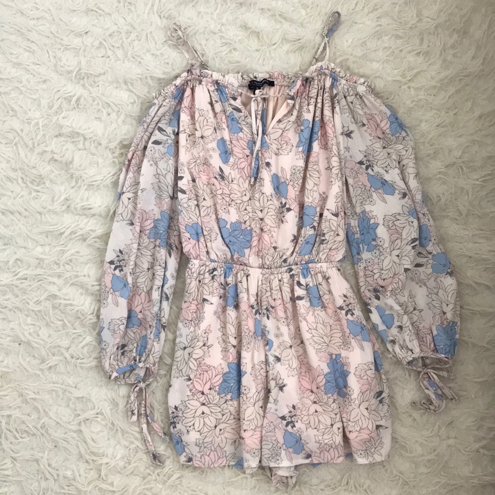 boho off the shoulder floral romper